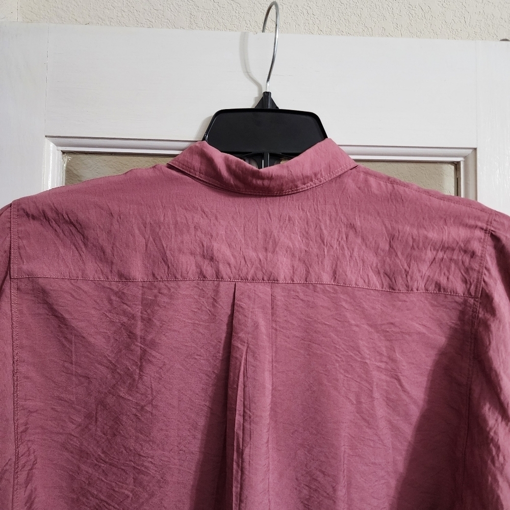 NWT LOFT Petite Rose Pink Button Front Blouse XSP - Picture 7 of 11